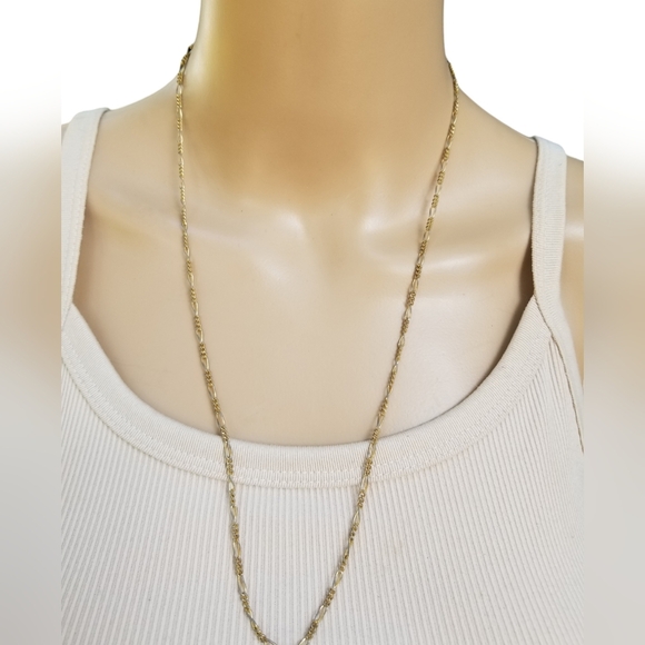 MONET 1940s DAINTY GOLDTONED FIGARO STYLE CHAIN NECKLACE - Picture 1 of 5